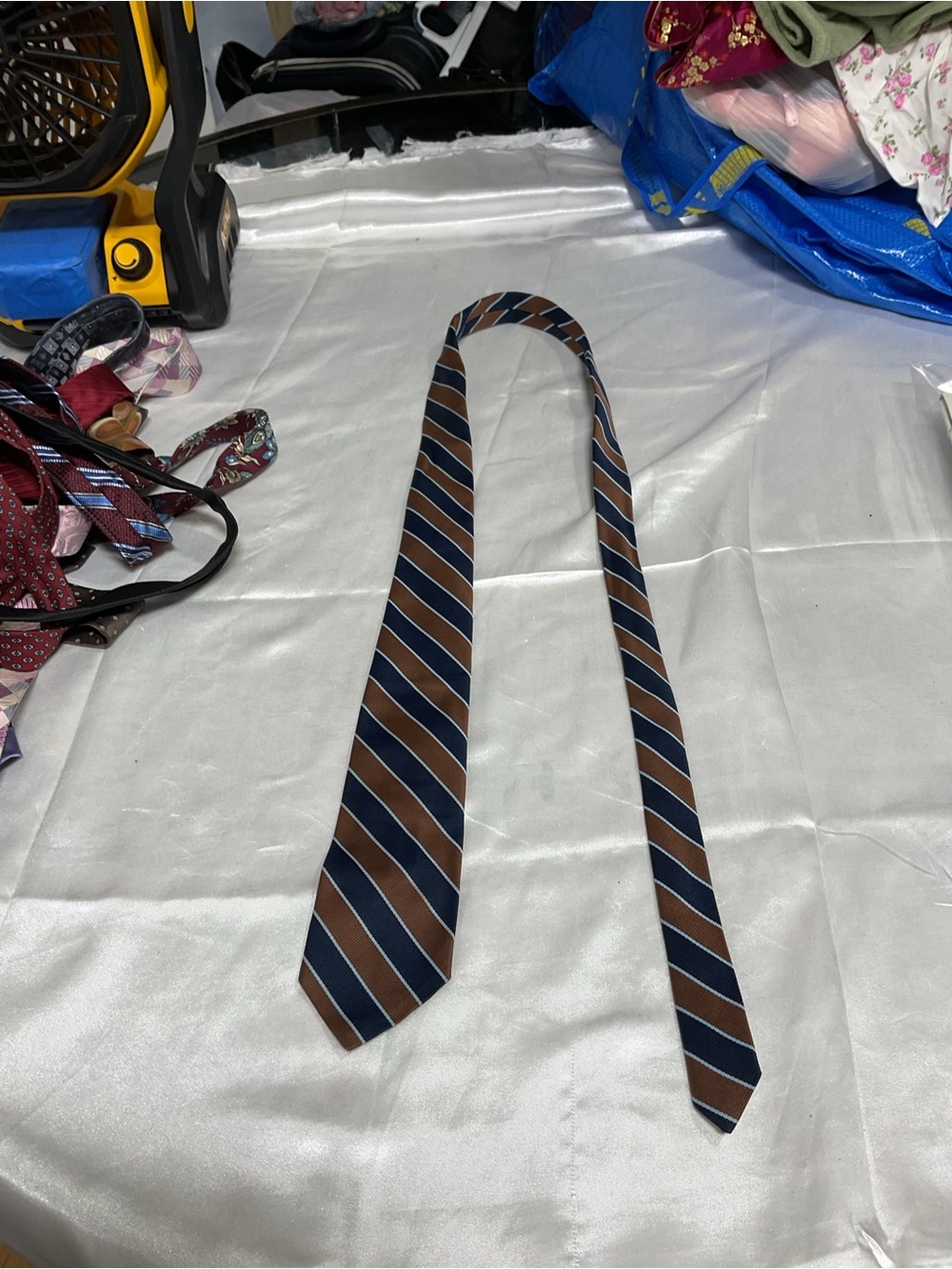 Striped Brown and Navy Men's Tie